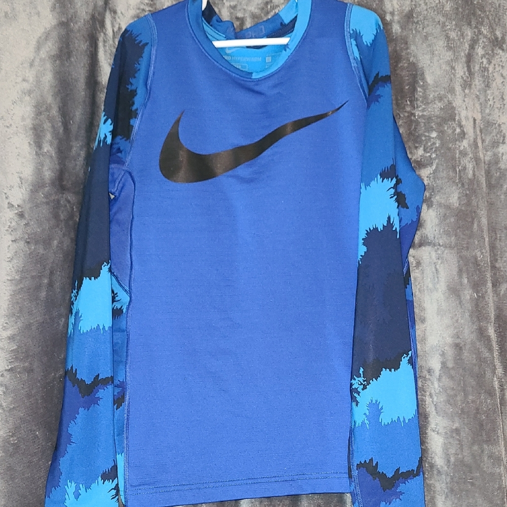 Nike Vibrant Blue Long Sleeve Shirt with Black Logo